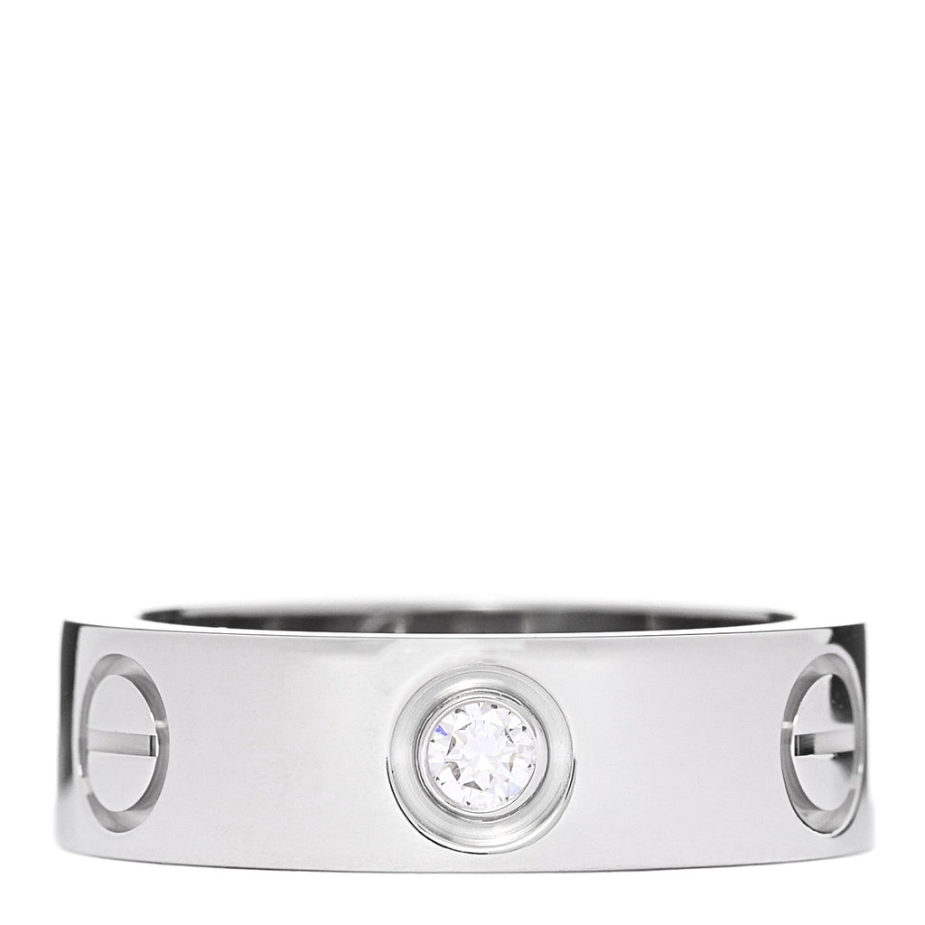 18K White Gold 3 Diamond 5.5mm LOVE Ring 49 5