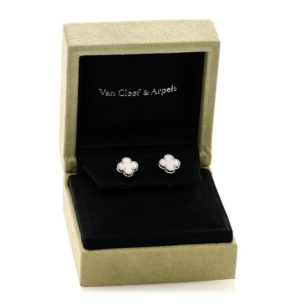 18K White Gold Mother of Pearl Sweet Alhambra Earrings