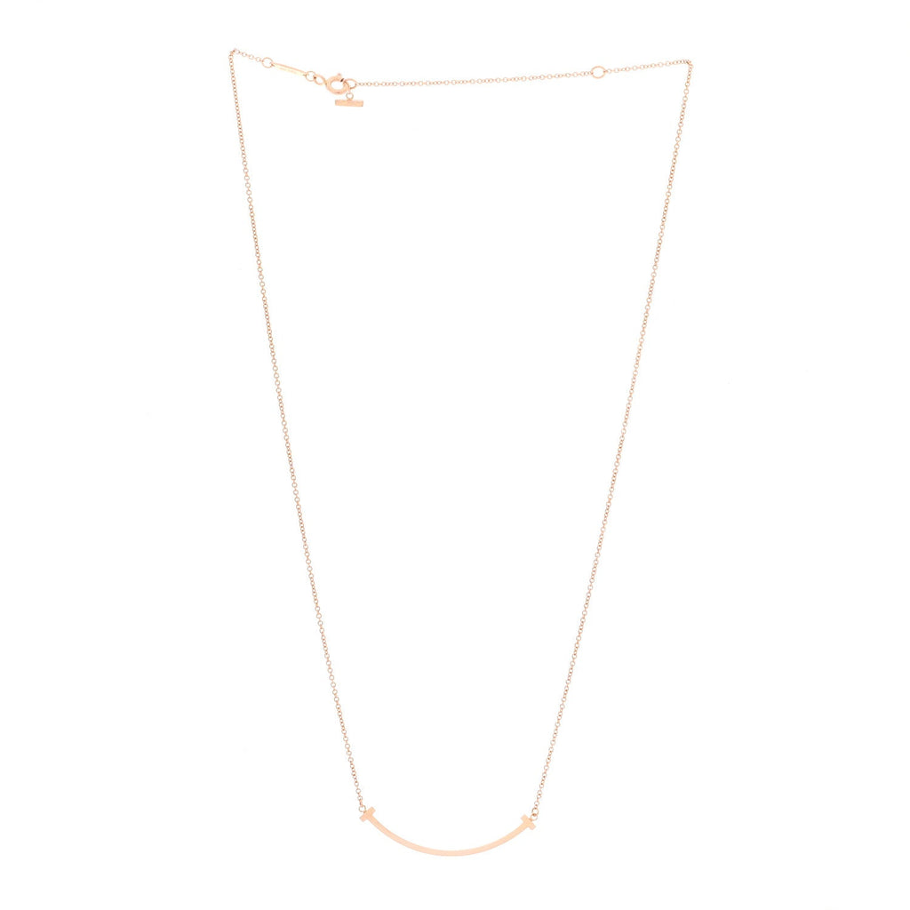 18K Rose Gold Small T Smile Pendant Necklace