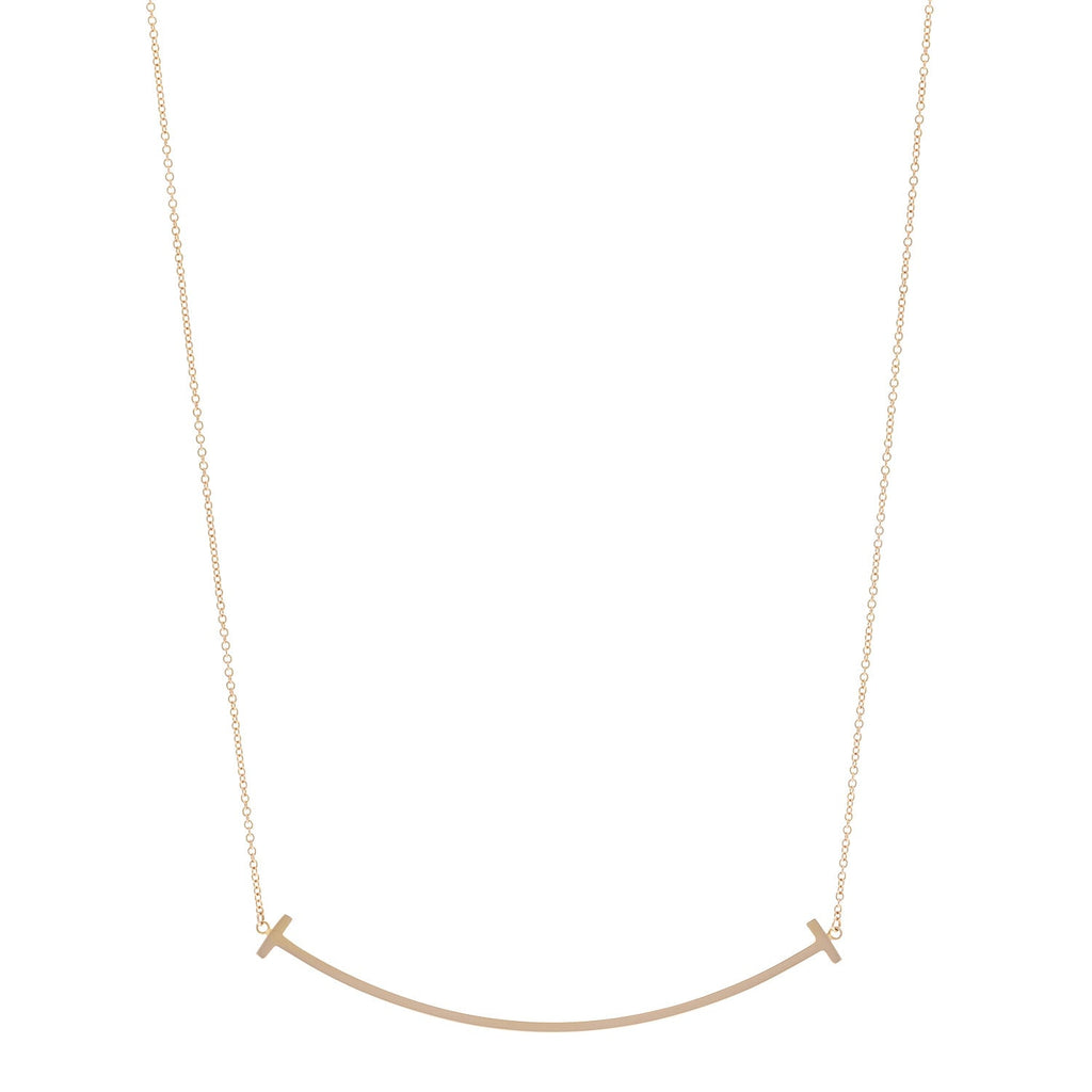 18K Rose Gold Large T Smile Pendant Necklace