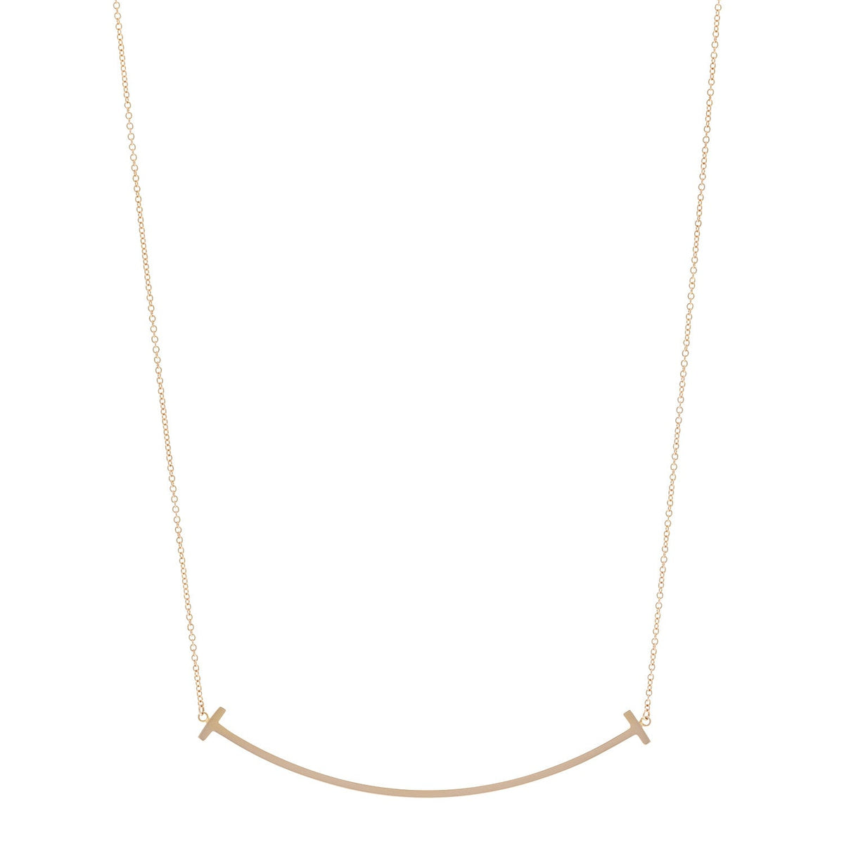18K Rose Gold Large T Smile Pendant Necklace