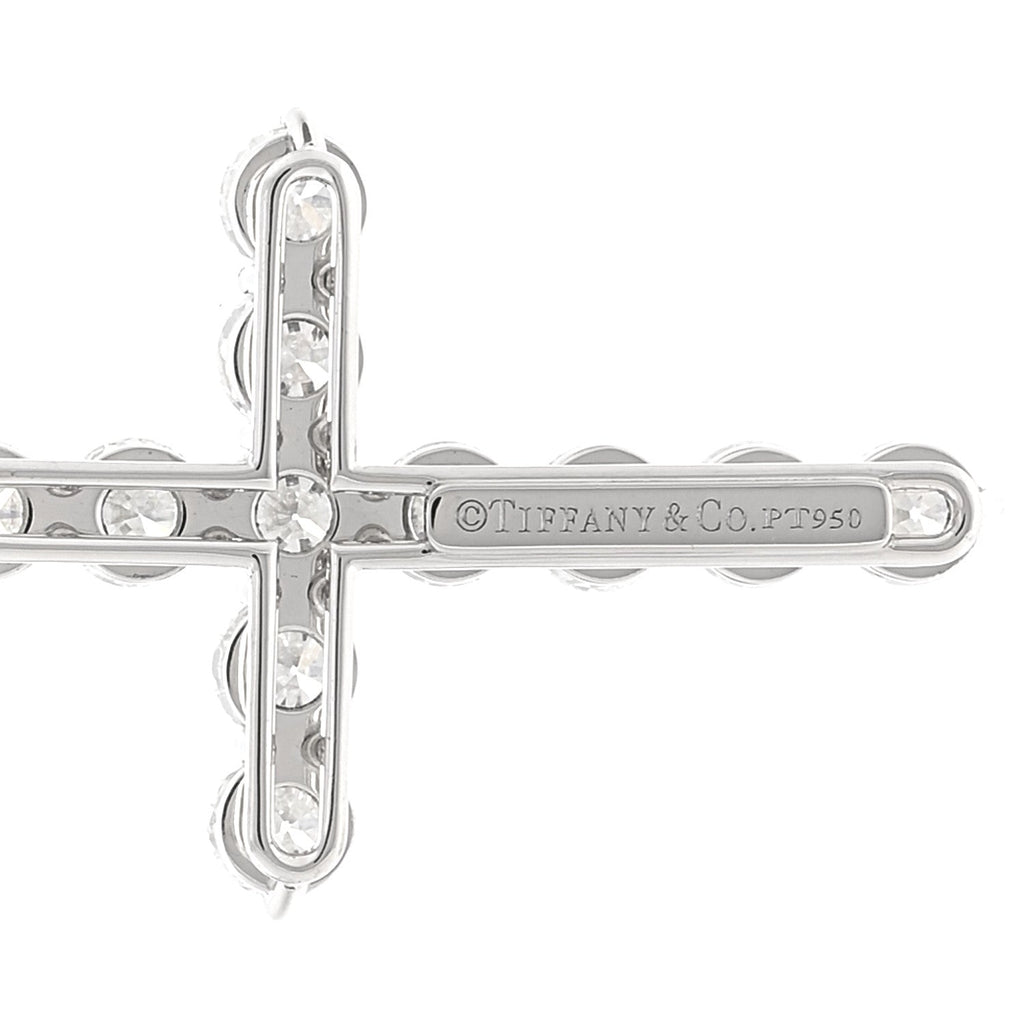 Platinum Diamond Large Cross Pendant Necklace