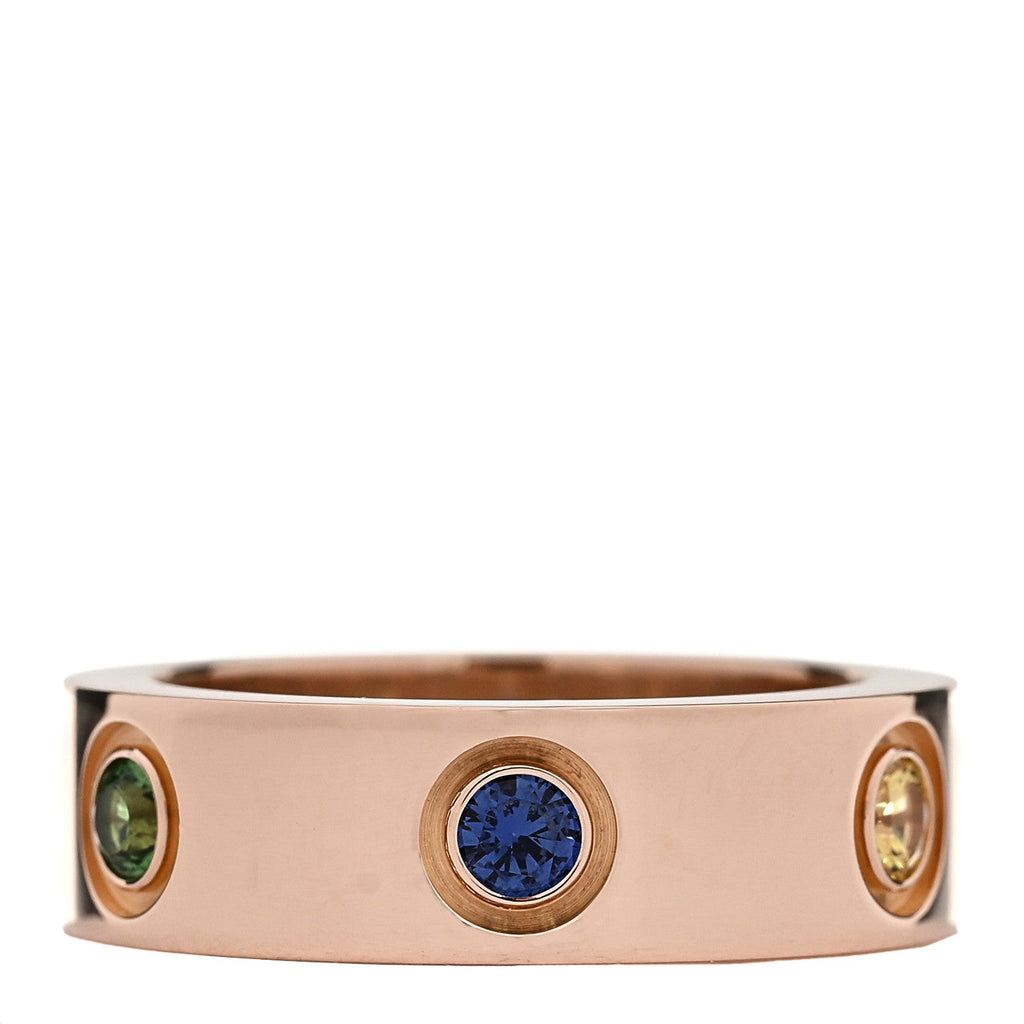 18K Pink Gold Sapphire Garnet Amethyst 5.5mm LOVE Ring 48 4.5