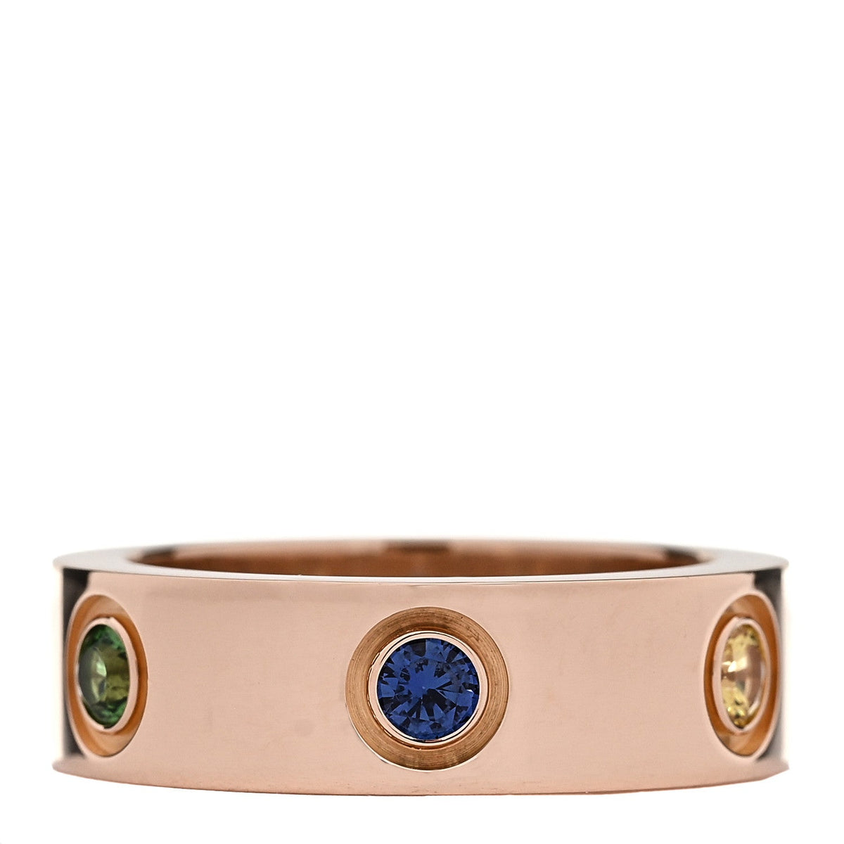 18K Pink Gold Sapphire Garnet Amethyst 5.5mm LOVE Ring 48 4.5