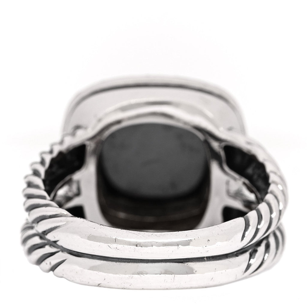 Sterling Silver Diamond Hematine 11mm Albion Ring 54 6.75
