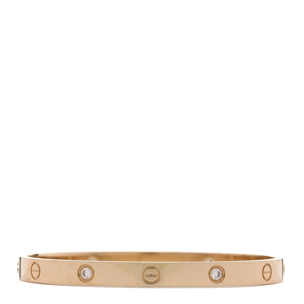 18K Yellow Gold 4 Diamond LOVE Bracelet 19