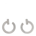 18K White Gold Diamond T1 Open Hoop Earrings
