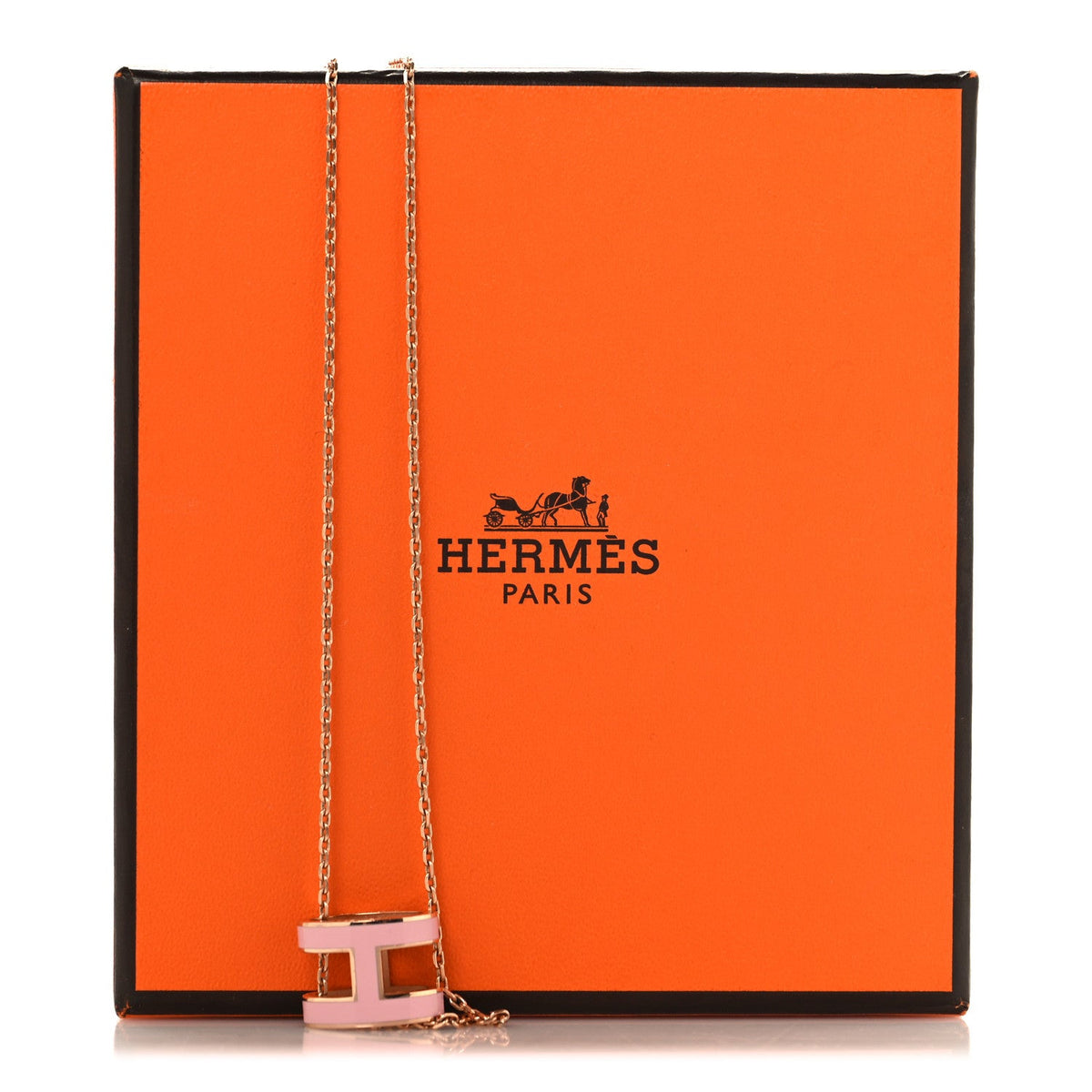 Lacquered Gold Pop H Pendant Necklace Rose Dragee