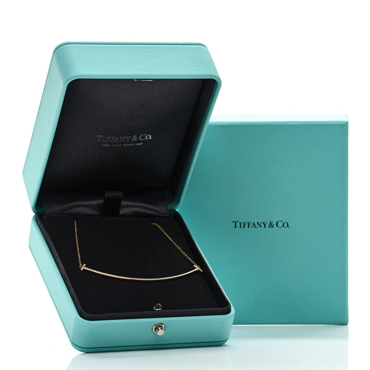18K Yellow Gold Diamond Large T Smile Pendant Necklace