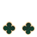 18K Yellow Gold Malachite Vintage Alhambra Earrings