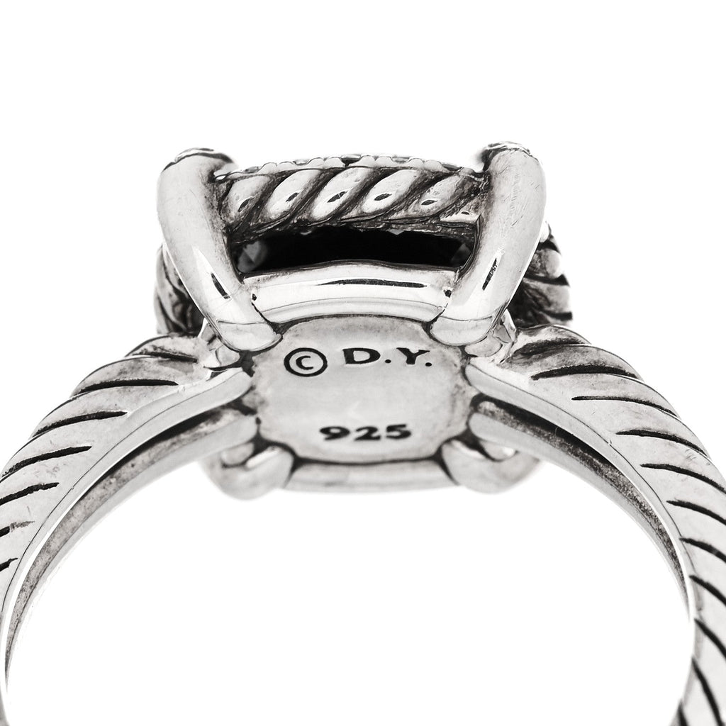 Sterling Silver Diamond Black Orchid 9mm Chatelaine Pave Bezel Ring  57 8