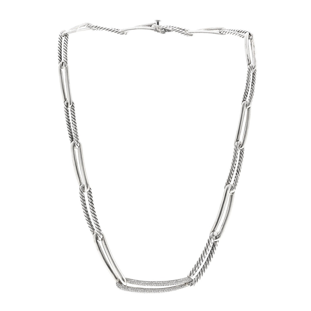 Sterling Silver Diamond Wellesley Chain Link Necklace