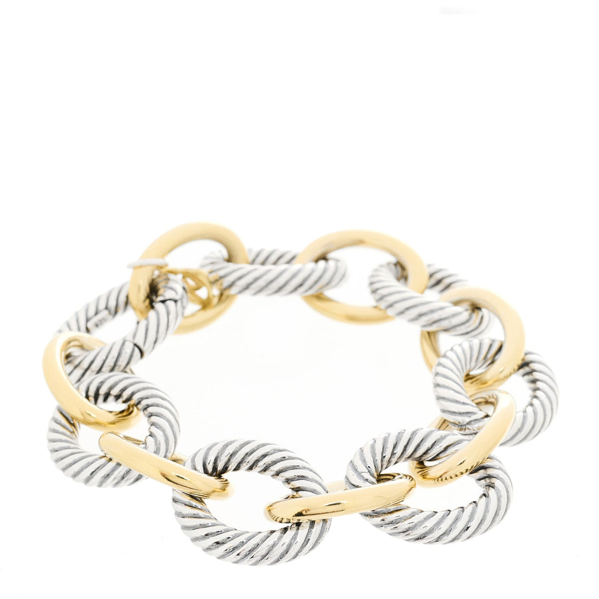 Sterling Silver 18K Yellow Gold 18mm Extra Large Oval Link Bracelet