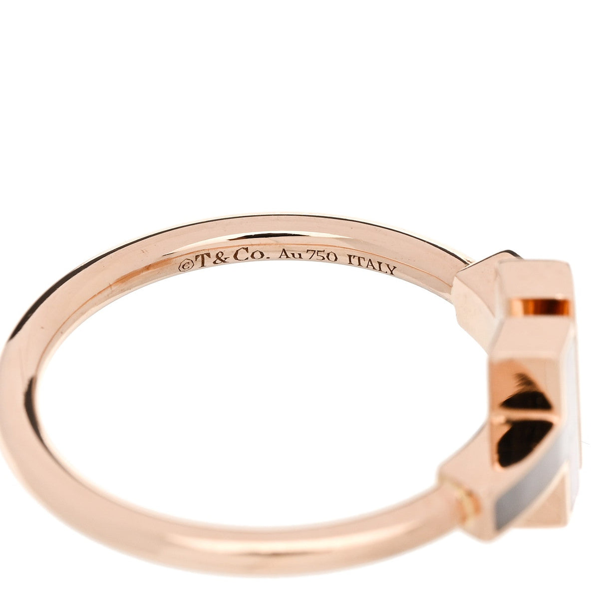 18K Rose Gold Diamond Mother of Pearl T Wire Ring 58 8.25