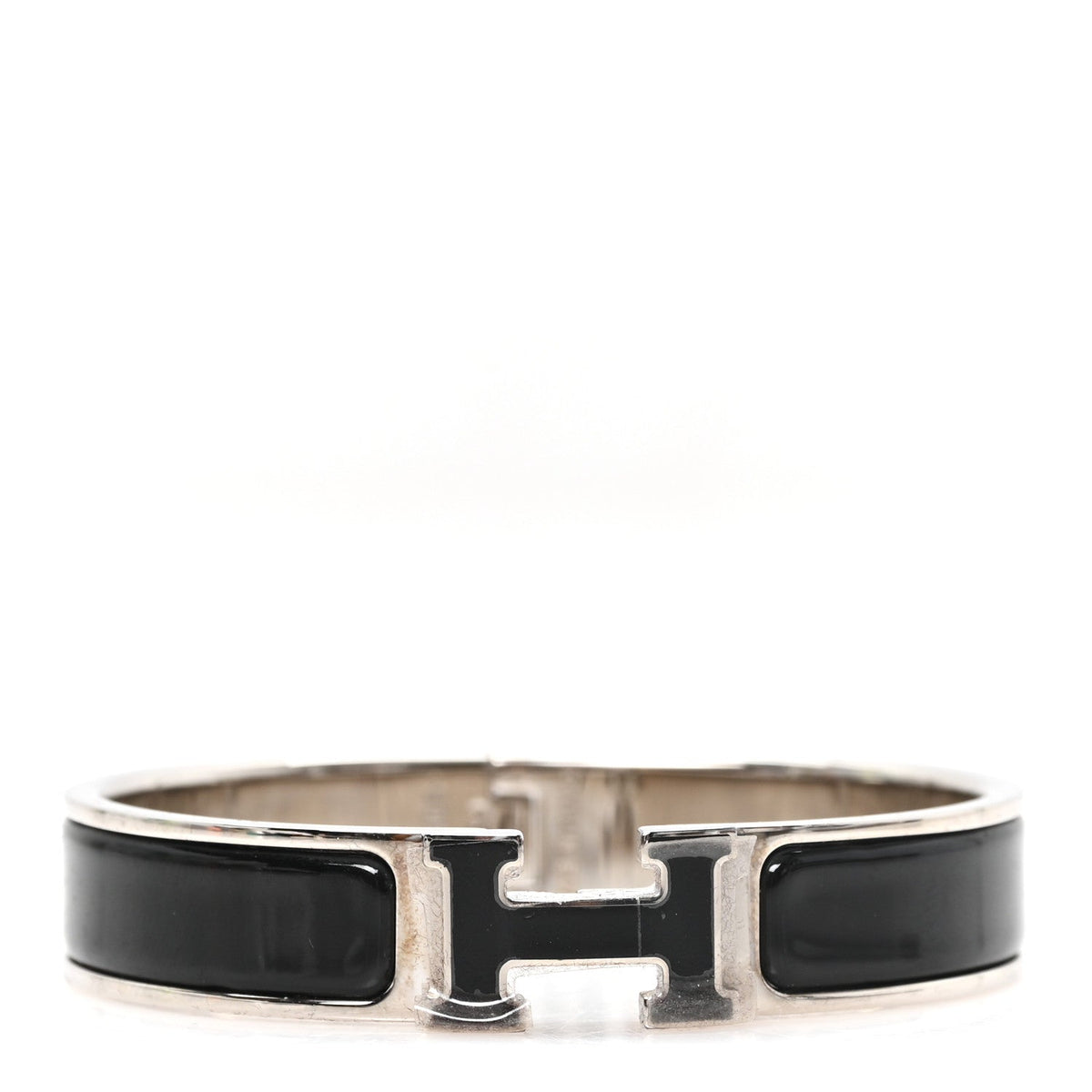 Enamel Narrow Clic Clac H Bracelet PM Black