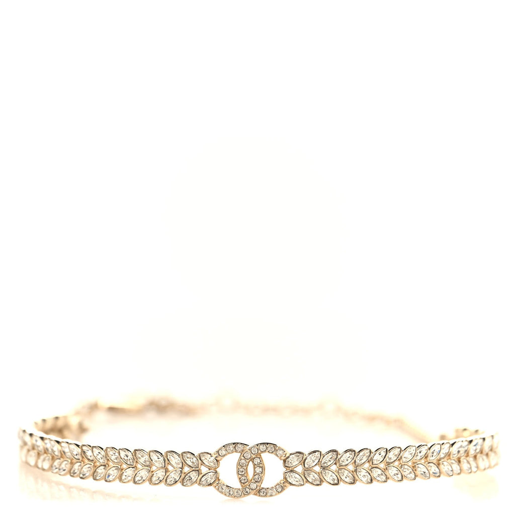 Crystal Sparkling Wheat CC Choker Necklace Gold