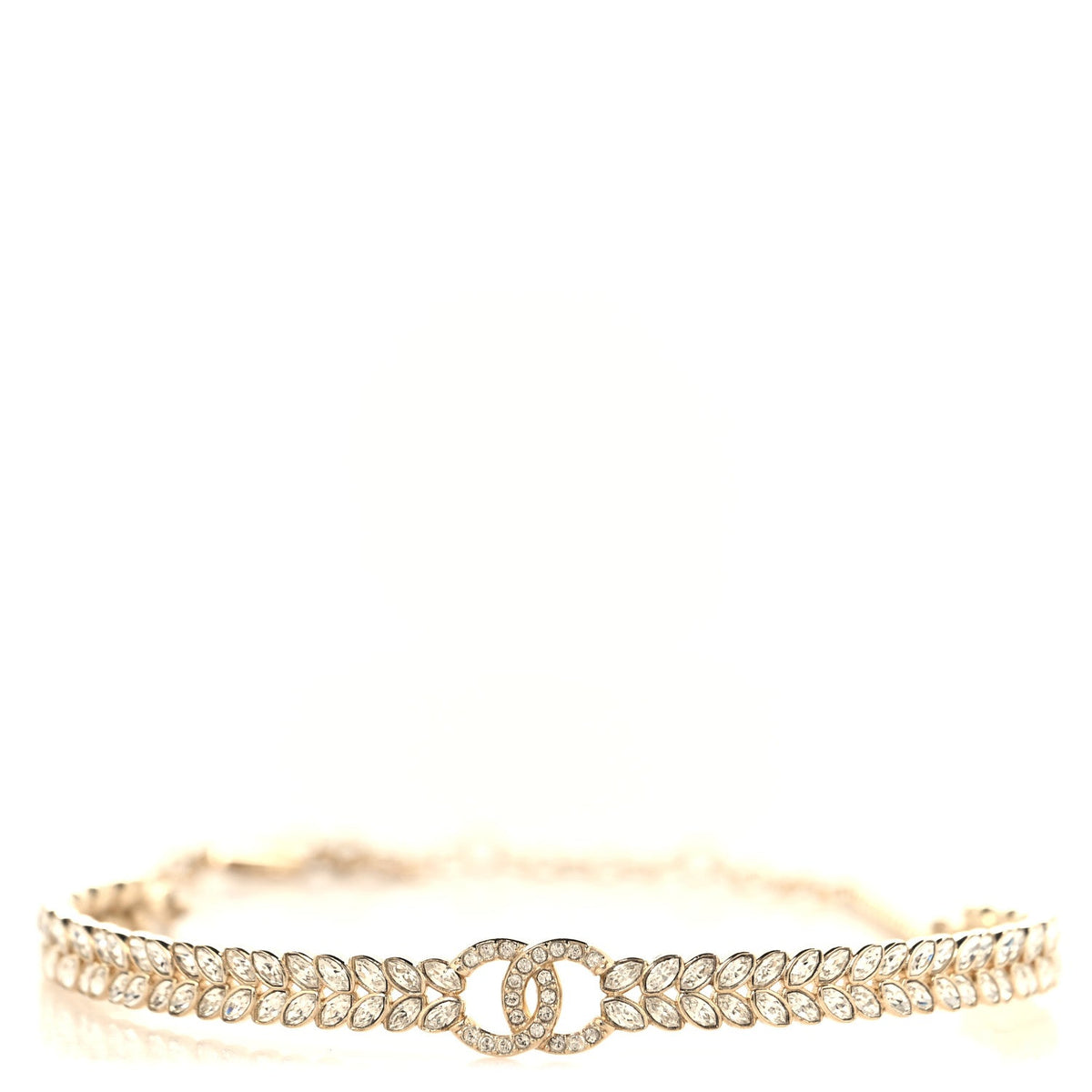 Crystal Sparkling Wheat CC Choker Necklace Gold