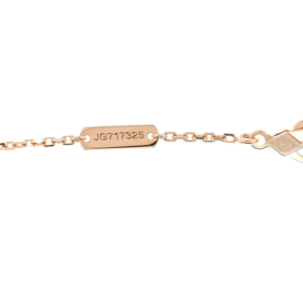 18K Rose Gold Diamond Pink Mother of Pearl Vintage Alhambra Pendant Necklace