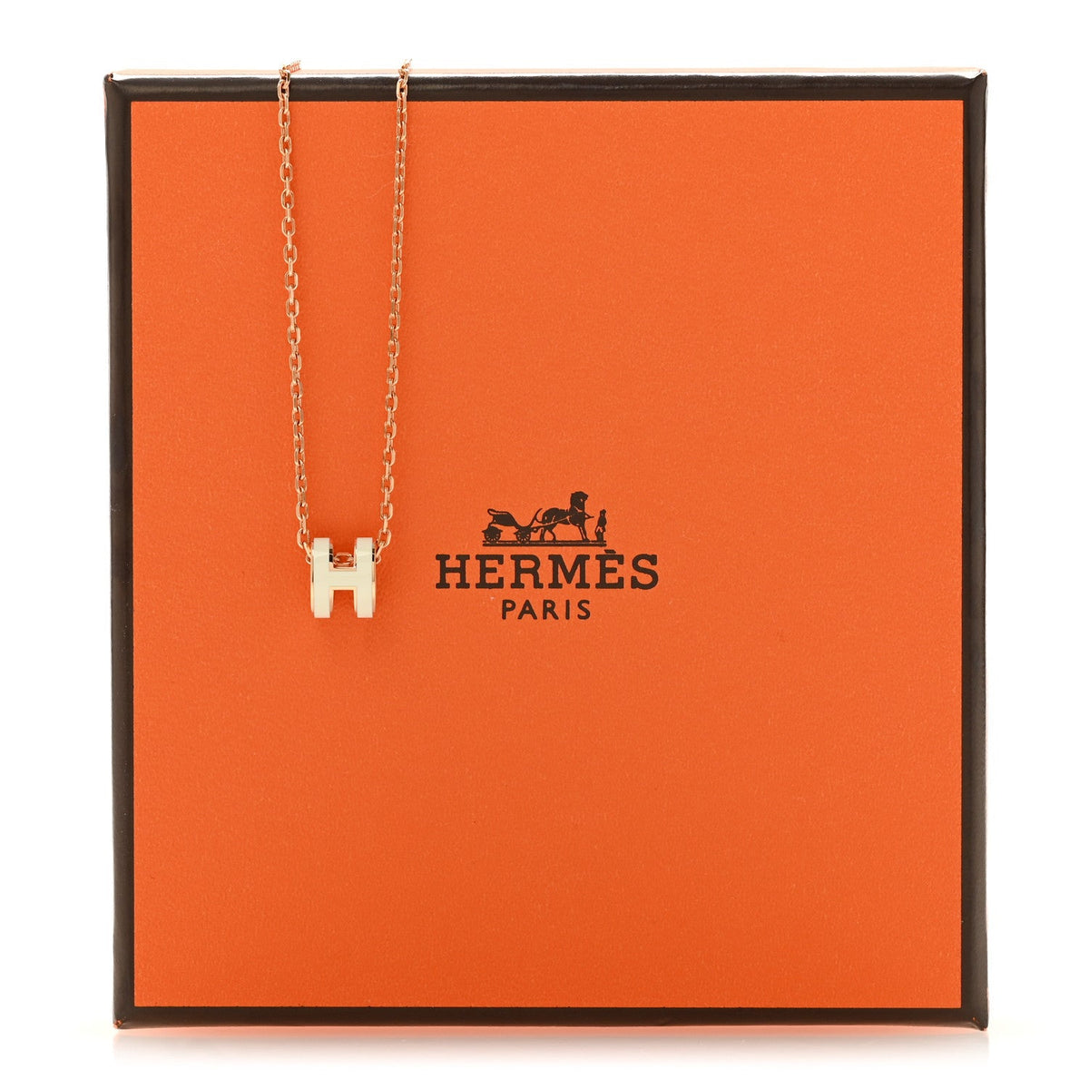 Lacquered Rose Gold Mini Pop H Pendant Necklace White