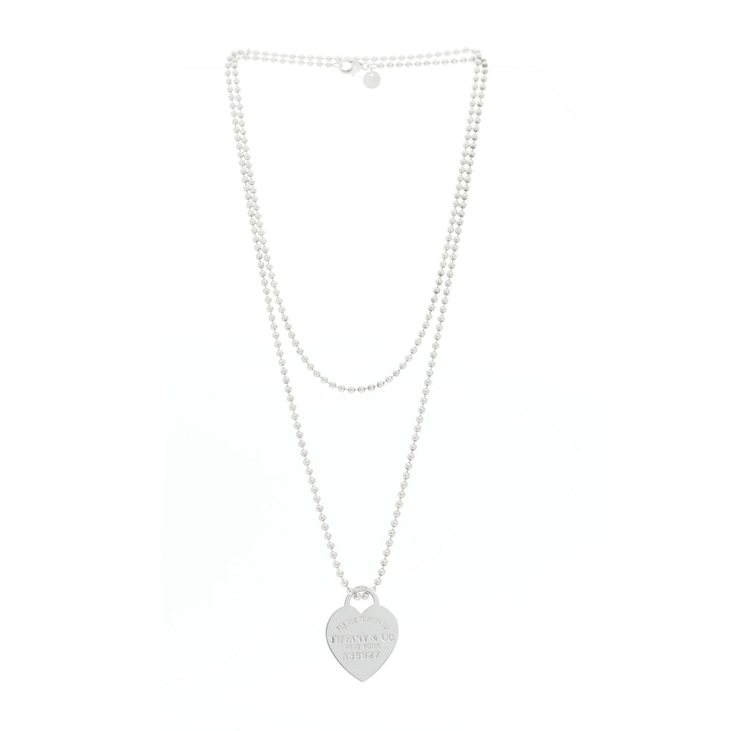 Sterling Silver Return To Tiffany Heart Pendant Bead Chain Necklace