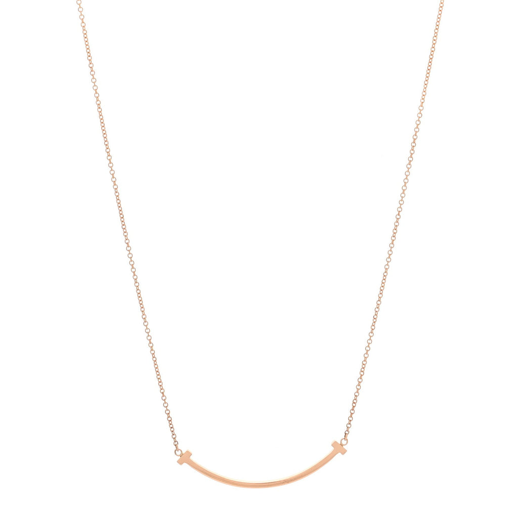 18K Rose Gold Small T Smile Pendant Necklace