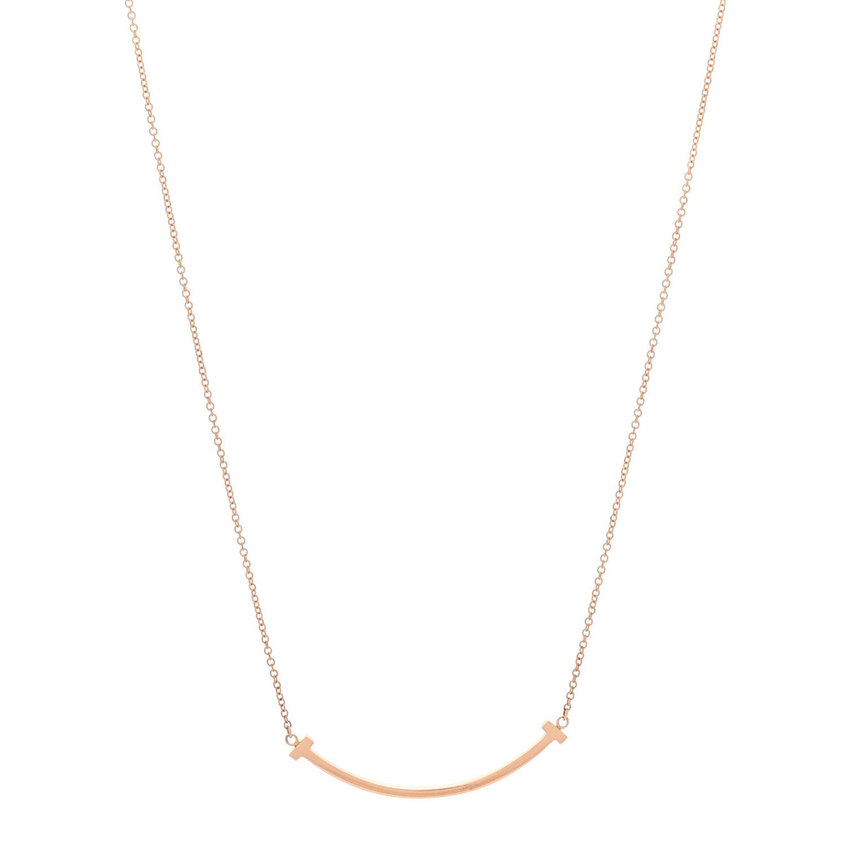 18K Rose Gold Small T Smile Pendant Necklace