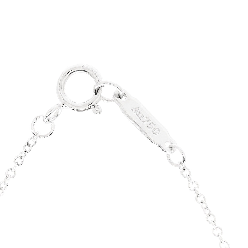 18K White Gold Diamond Cultured Pearl 6.5-7mm Tiffany Signature Pearls Pendant Necklace
