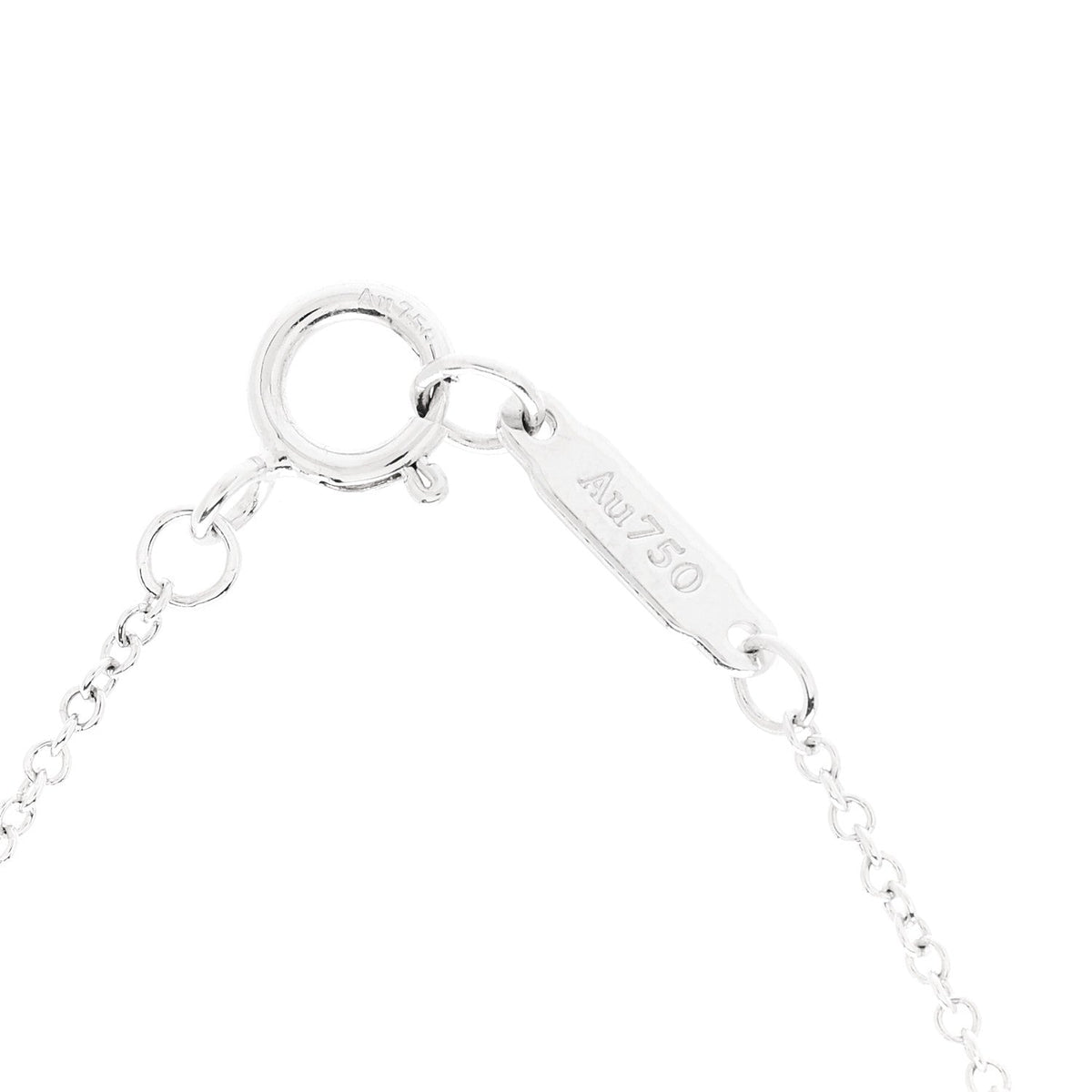 18K White Gold Diamond Cultured Pearl 6.5-7mm Tiffany Signature Pearls Pendant Necklace