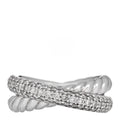 Sterling Silver Diamond 7.4mm Crossover Two Row Ring 50 5.25