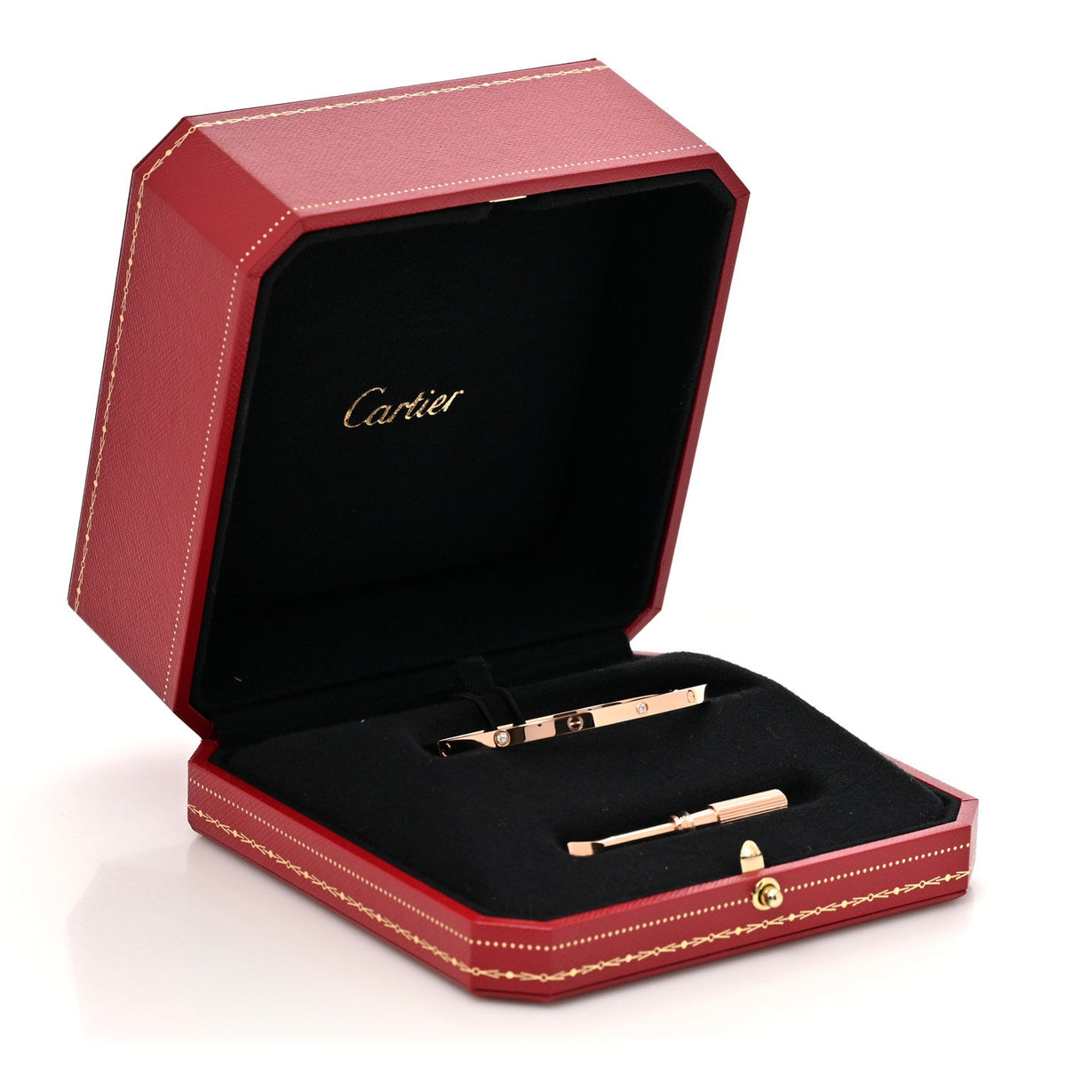18K Pink Gold 6 Diamond Small LOVE Bracelet 17