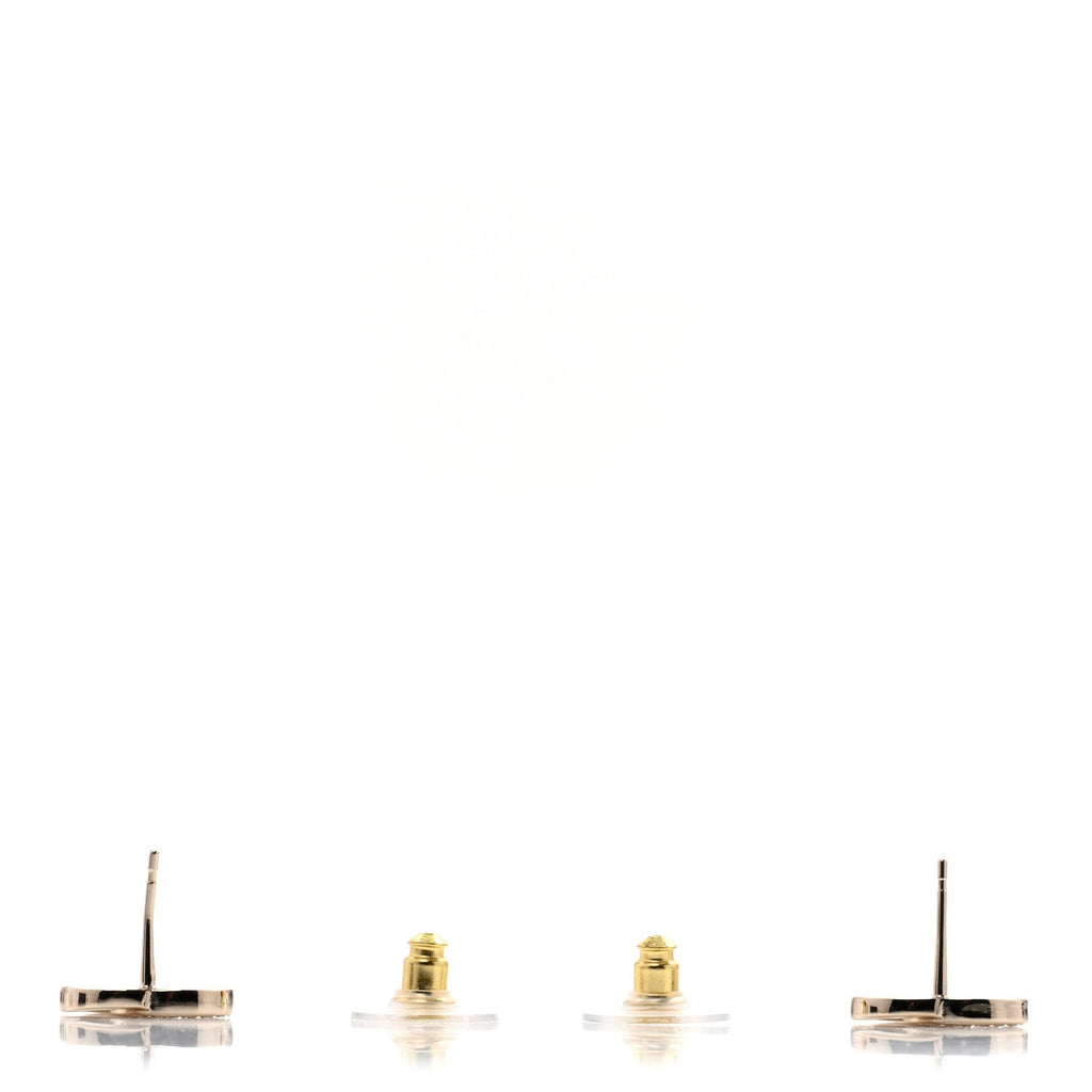 Metal Crystal CC Earrings Gold