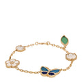 18K Yellow Gold Agate Lapis Lazuli Mother of Pearl 5 Motifs Lucky Spring Bracelet