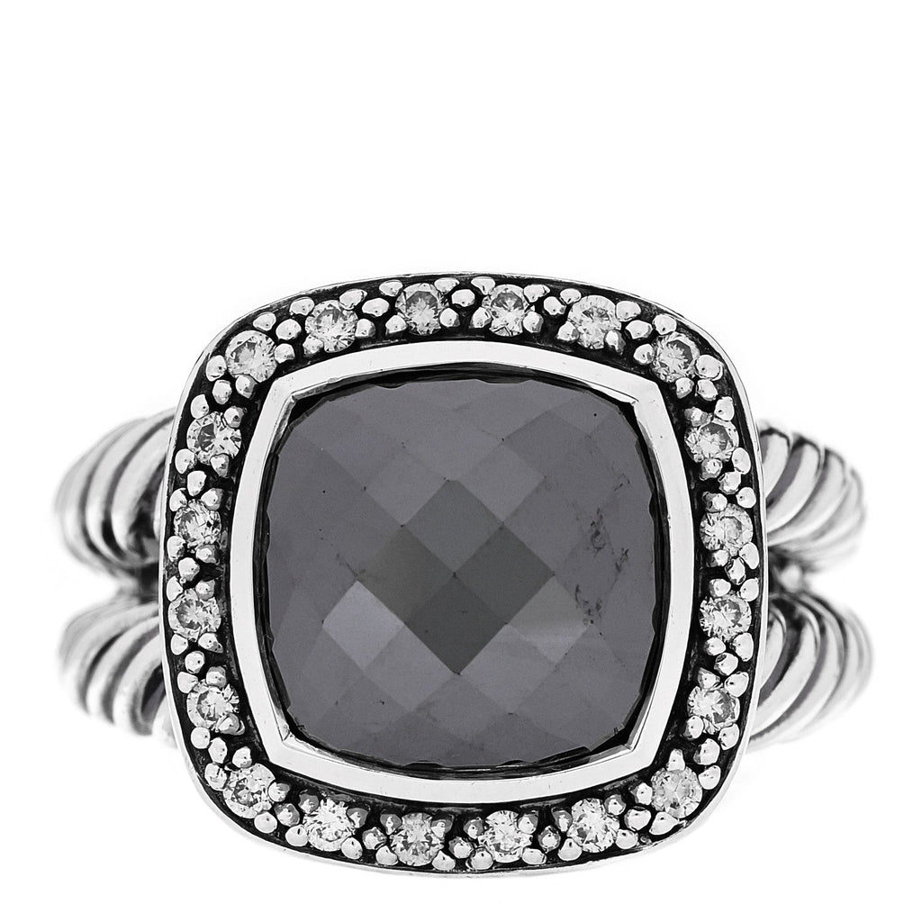 Sterling Silver Diamond Hematine 11mm Albion Ring 54 6.75