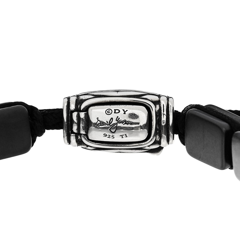 Sterling Silver Titanium Blue Sapphire Tile Station Bracelet