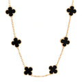 18K Yellow Gold Black Onyx 10 Motifs Vintage Alhambra Necklace