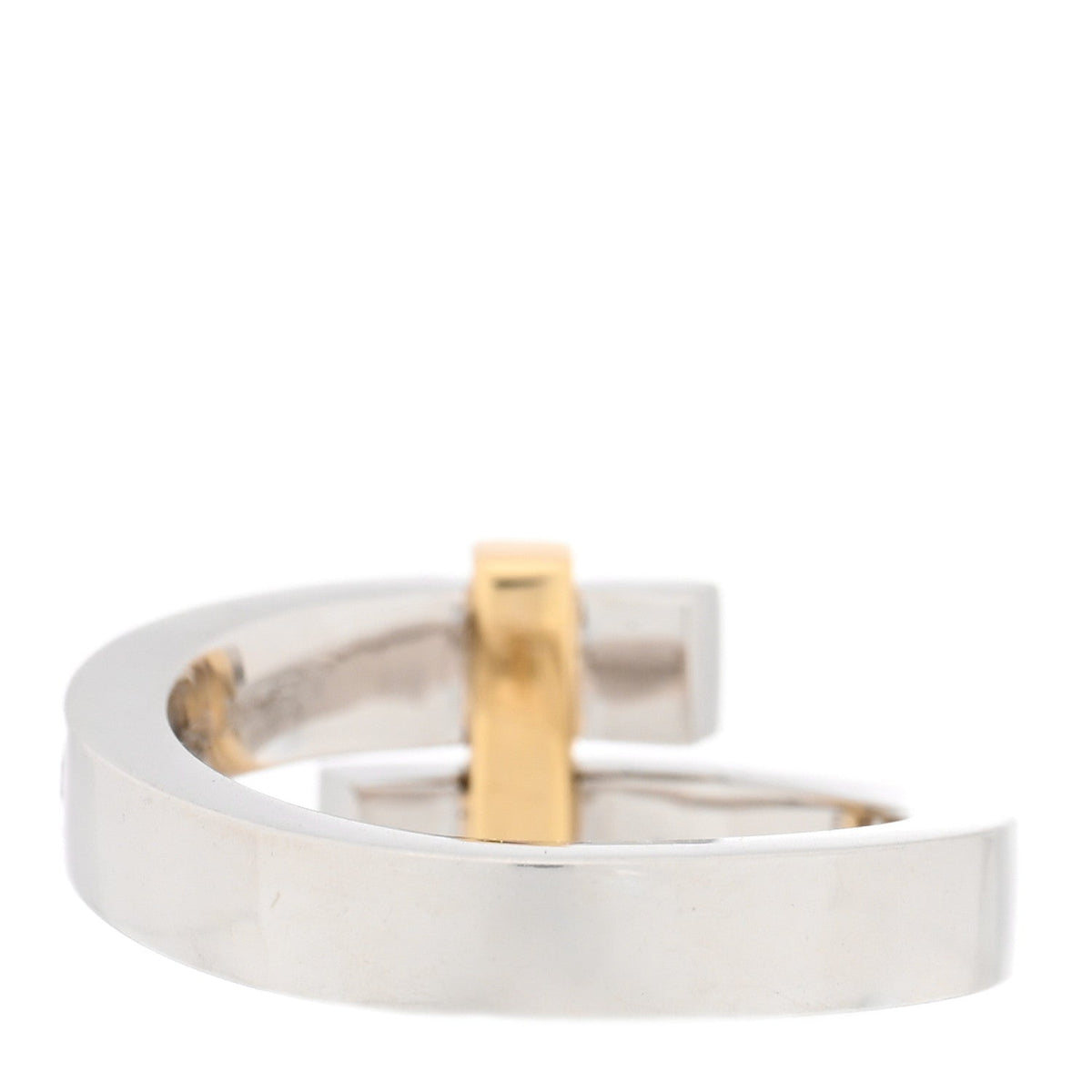 18K Yellow Gold Platinum Diamond Edge Bypass Ring 50 5.5