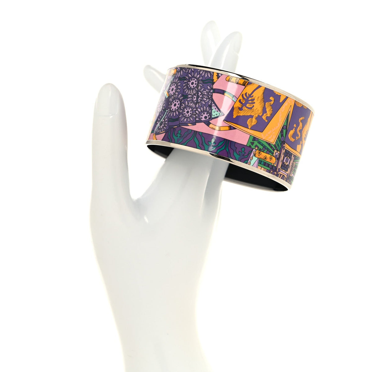 Enamel Printed Extra Wide Bracelet 70 Violet Multicolor
