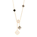 18K Yellow Gold Mother of Pearl Onyx 6 Motifs Magic Alhambra Necklace