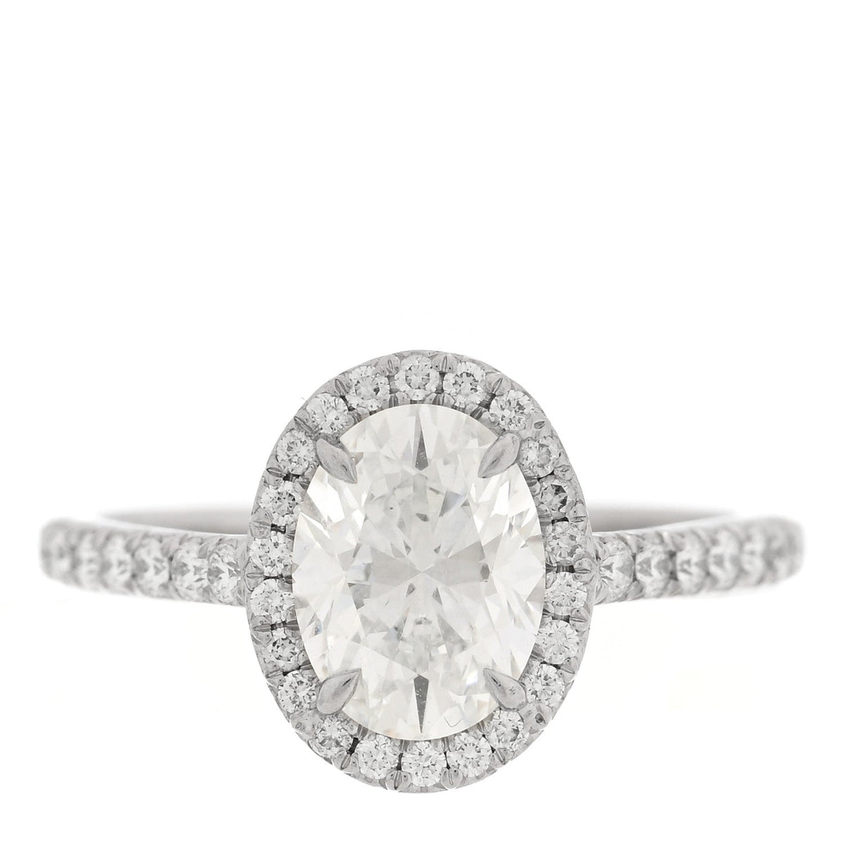 Platinum Diamond 1.06ct Soleste Oval Cut Halo Engagement Ring 46 3.75