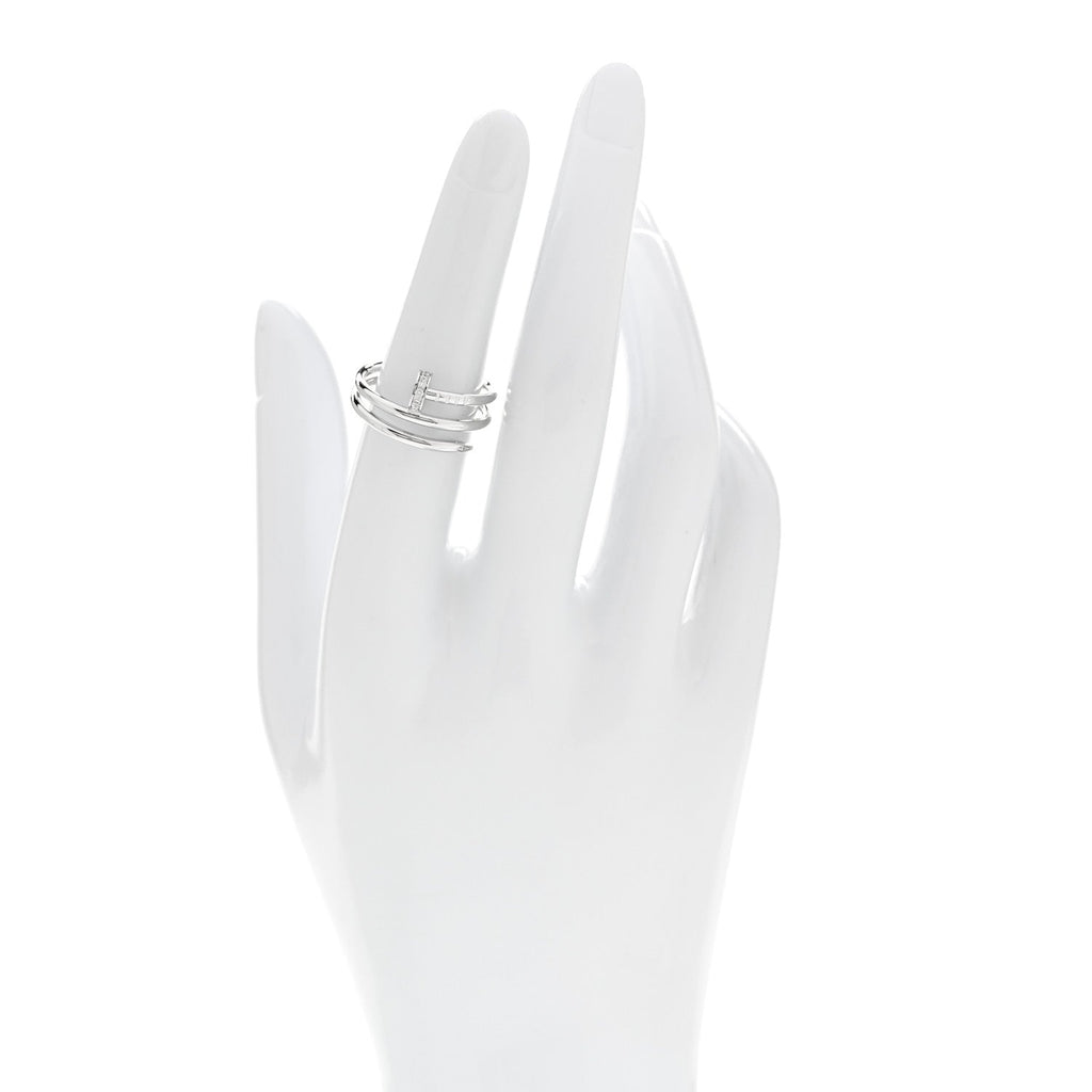 18K White Gold Diamond Double Juste Un Clou Ring 53 6.25