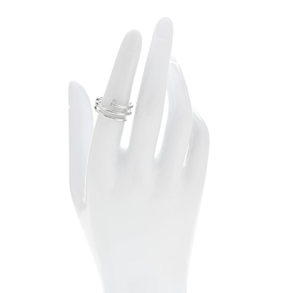 18K White Gold Diamond Double Juste Un Clou Ring 53 6.25