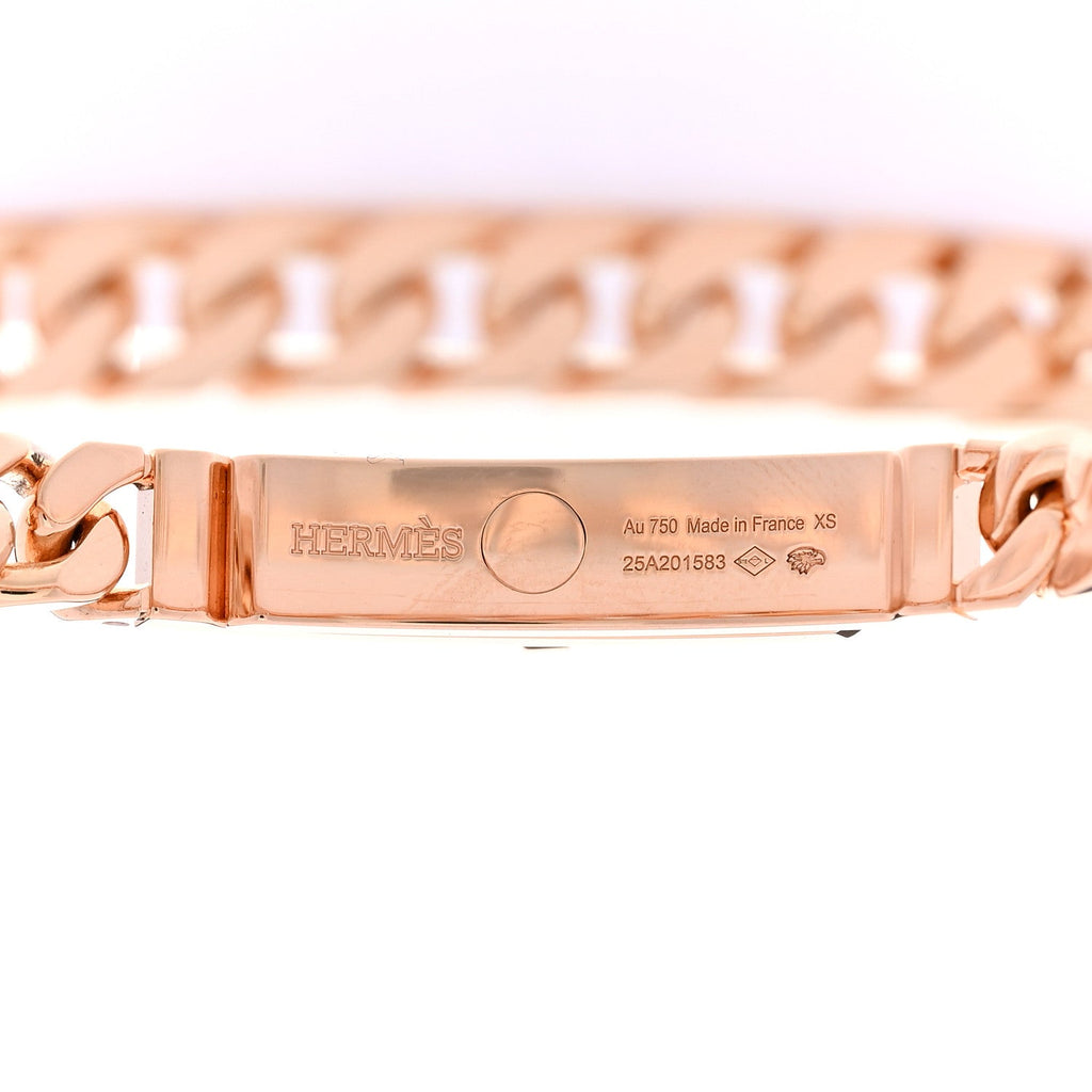 18K Rose Gold Diamond PM Kelly Gourmette Chaine Bracelet XS