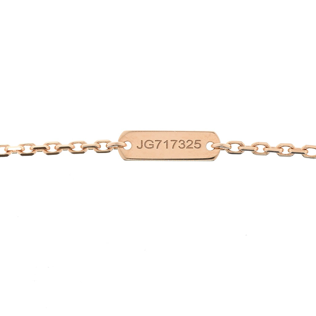 18K Rose Gold Diamond Pink Mother of Pearl Vintage Alhambra Pendant Necklace