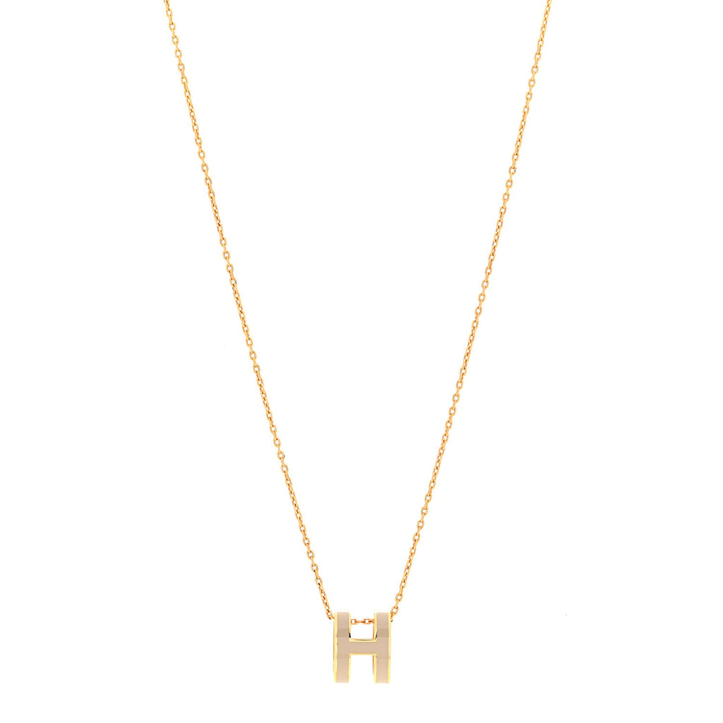 Lacquered Gold Pop H Pendant Necklace Marron Glace