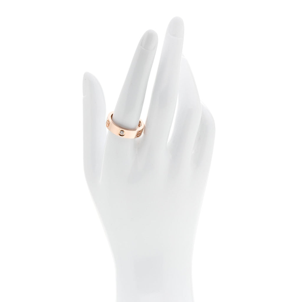 18K Pink Gold 3 Diamond 5.5mm LOVE Ring 59 8.75