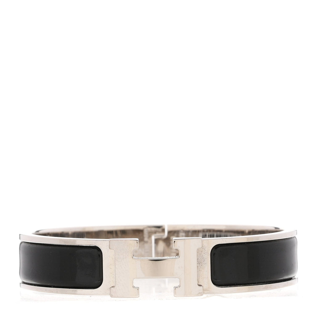 Enamel Narrow Clic Clac H Bracelet PM Black