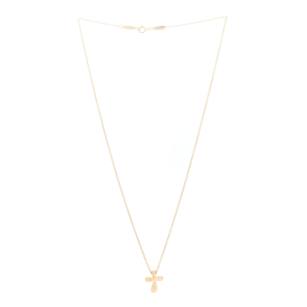 18K Rose Gold 12mm Elsa Peretti Cross Pendant Necklace
