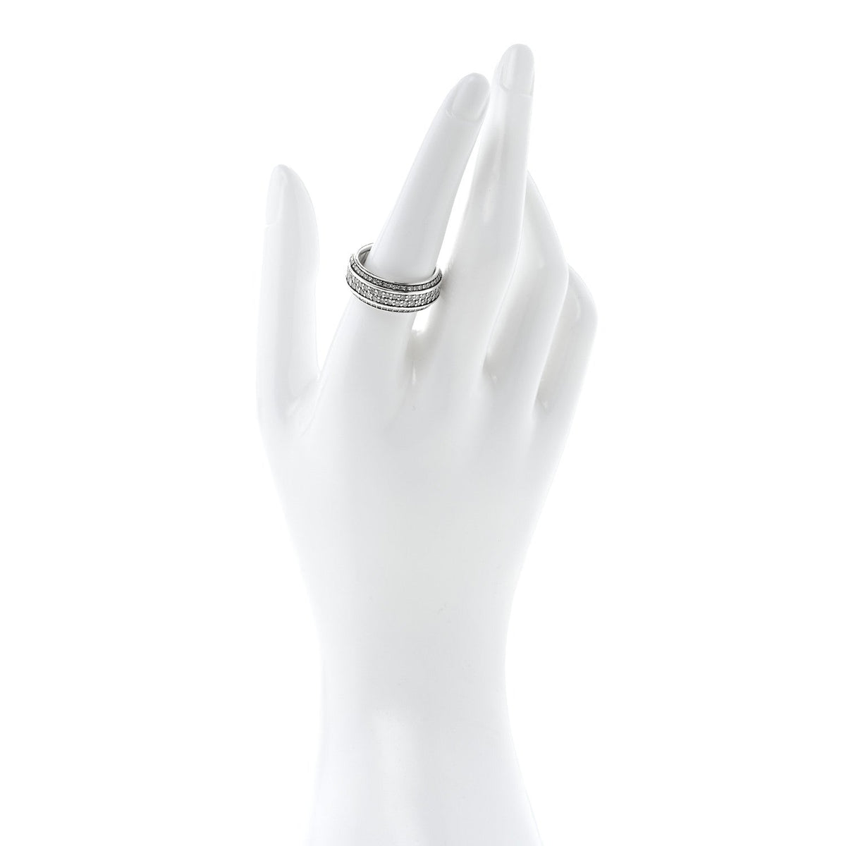 Sterling Silver Diamond 8.5mm Streamline Beveled Band Ring 56 7.75