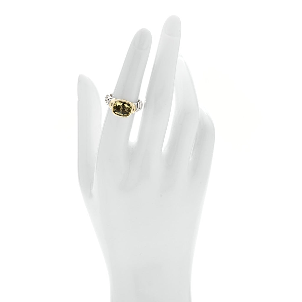 Sterling Silver 14K Yellow Gold Prasiolite 10mm Noblesse Ring 52 6