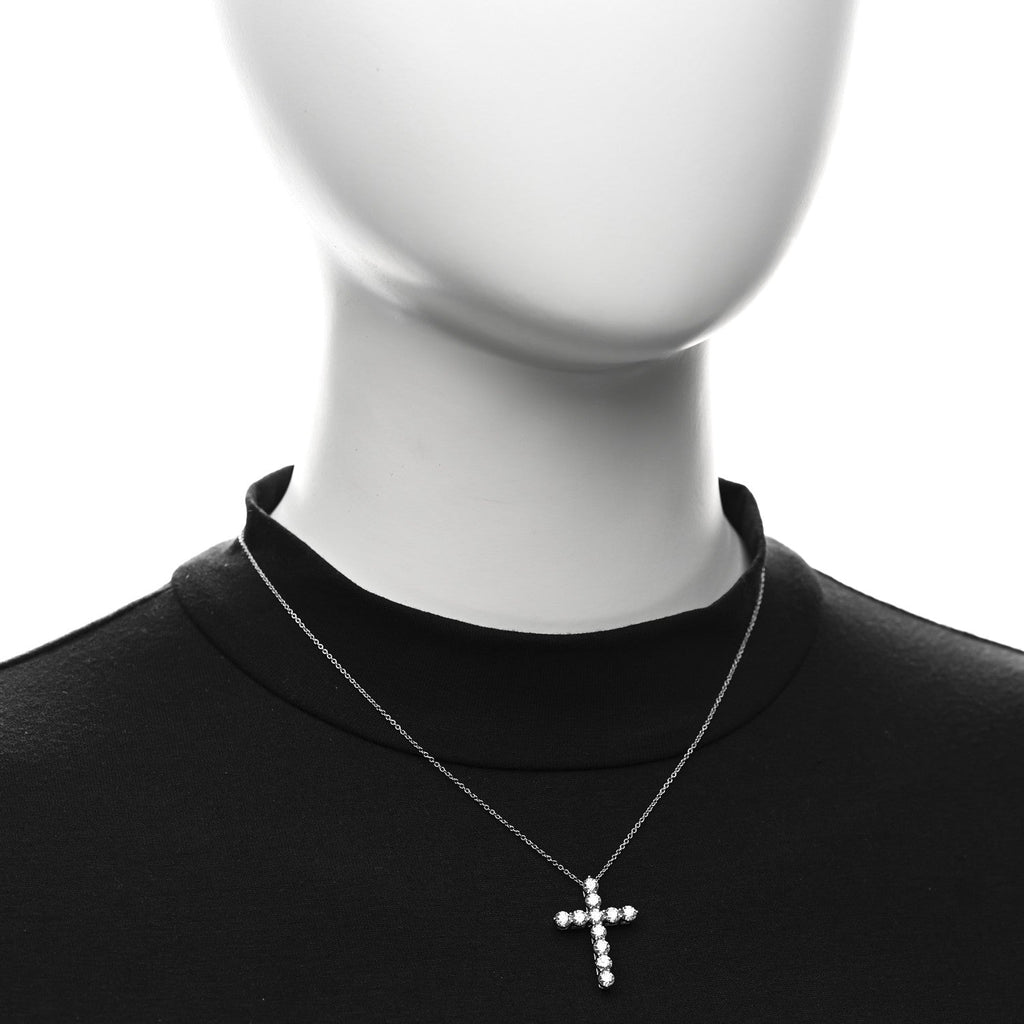 Platinum Diamond Large Cross Pendant Necklace